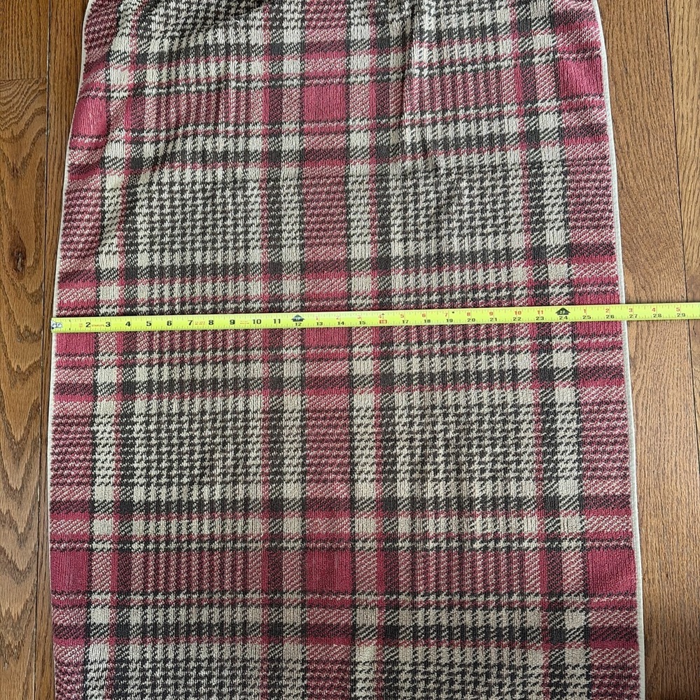 VTG Ralph Lauren bath towel Aragon Plaid Houndstooth Tartan Brown Red Tan Cotton - Picture 5 of 10